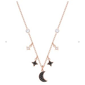 Swarovski Celestial Moon and Star Crystal Pendant Necklace rose gold
